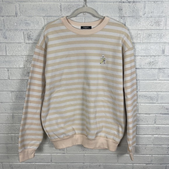 Bananas Monkey Other - Bananas Monkey Crewneck Sweatshirt Peach Striped Mens Size M Streetwear
